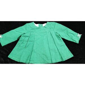 Absorba Paris Baby Newborn Green Pine Dress 0/3 Months Long Sleeve Buttons Back